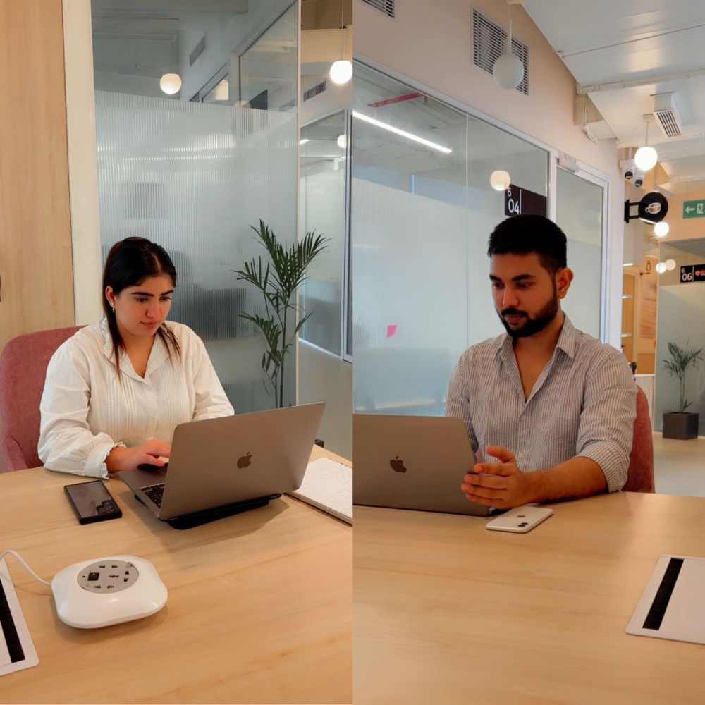 Confident immigration consultant smiling in a modern office setting